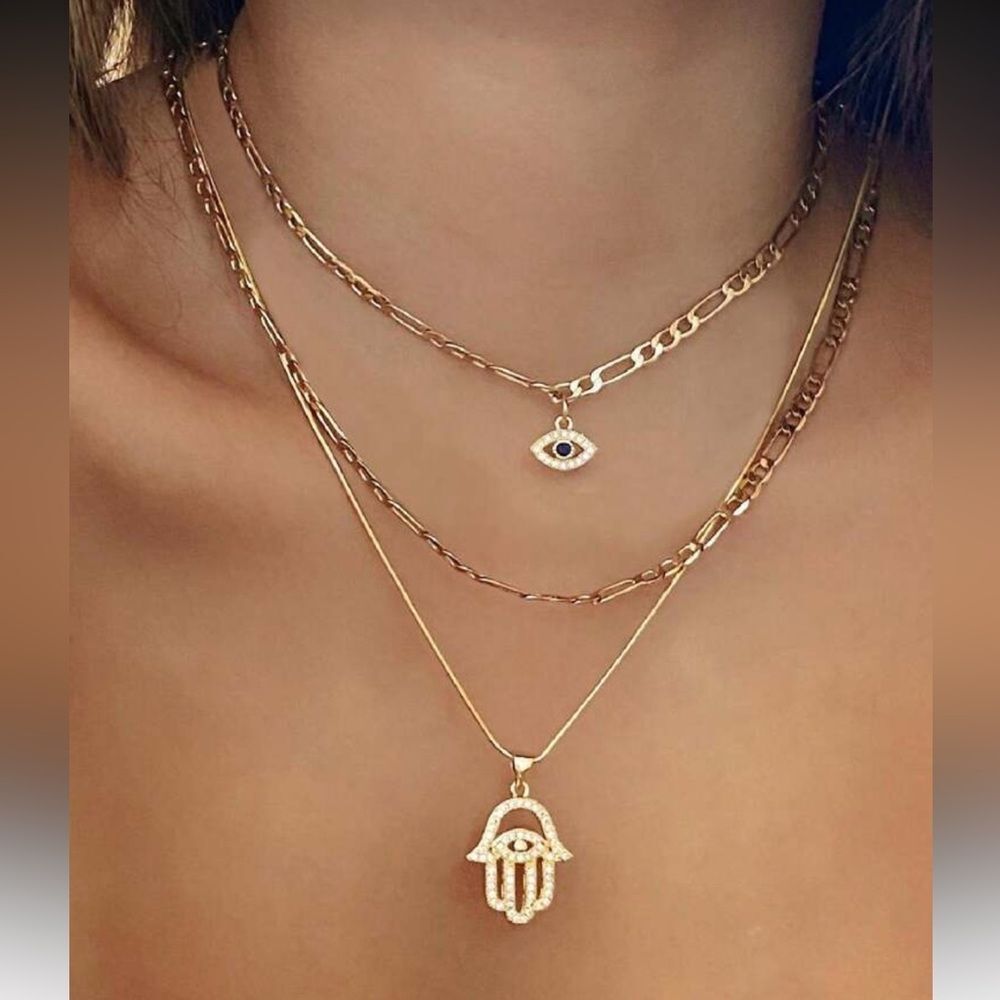 Gold Evil Eye Necklace Set R127